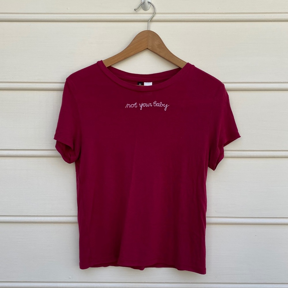 H&M divided not your baby burgundy tee shirt small - Picture 1 of 6